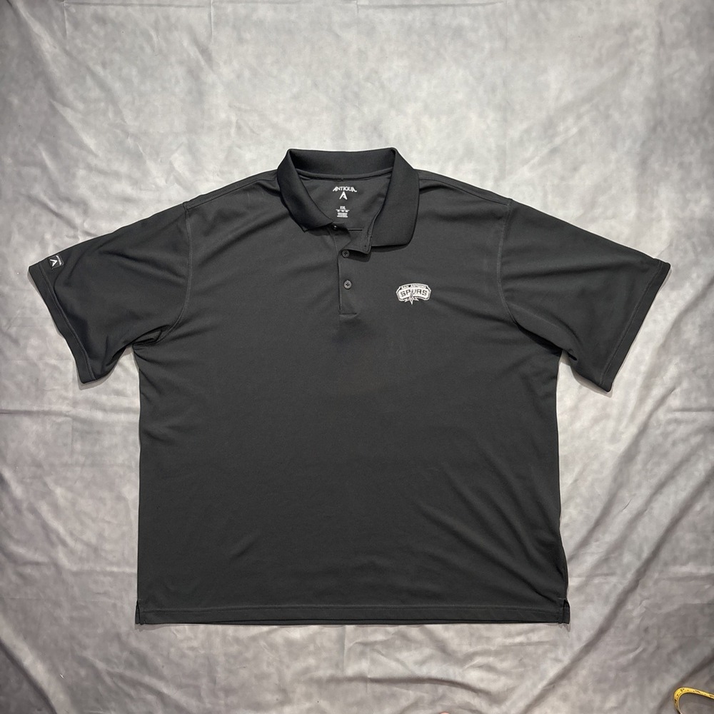 Antigua San Antonio Spurs NBA Polo Shirt Mens XXL Black Short Sleeve